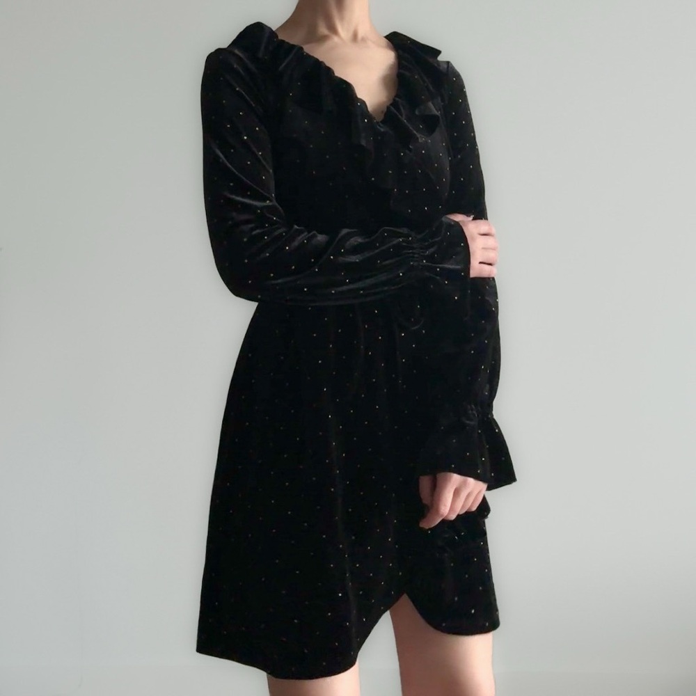 &OtherStories Black Velvet Dress with Ruffle Detail